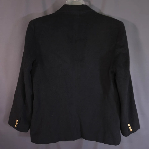 Vintage Leslie Fay Coat of Arms Blazer Size 16 Wool Cashmere Blend Goth Preppy - Picture 8 of 9